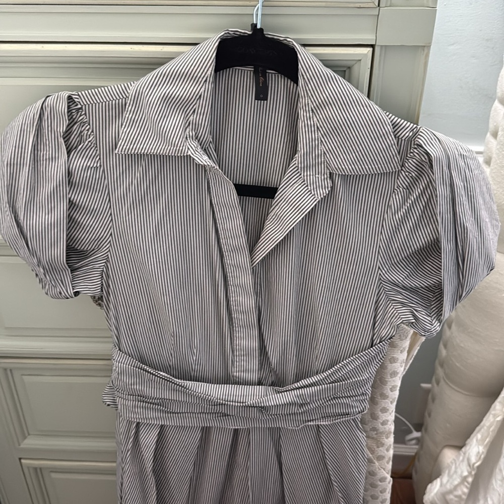 BCBGMaxAzria Black and White Striped Midi Dress